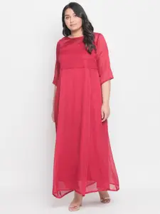 Amydus Women Plus Size Red Chiffon Maxi Dress
