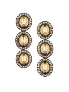 Runjhun Gold-Toned & White Geometric Drop Earrings