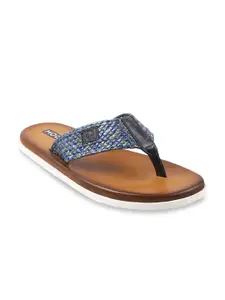Mochi Men Blue Leather Comfort Sandals