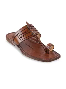 J.FONTINI J FONTINI Men Tan Leather Comfort Sandals