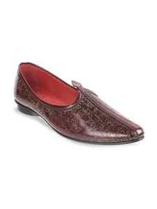 J.FONTINI J FONTINI Men Maroon Ethnic Leather Shoe-Style Sandals