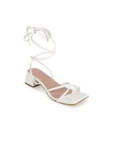 Truffle Collection White PU Block Sandals