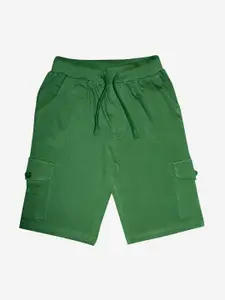 KiddoPanti Boys Green Pure Cotton Cargo Shorts