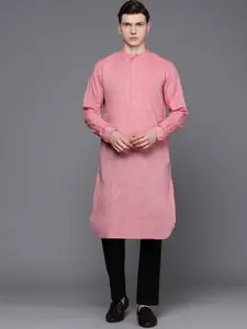 Fabindia Men Red Embroidered Chikankari Slim Fit Pure Cotton Kurta