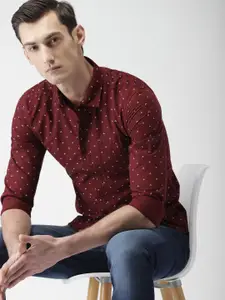 HIGHLANDER Men Maroon Slim Fit Printed Casual Shirt