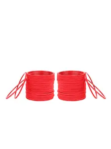 Arendelle Set Of 48 Red Solid Velvet Bangles