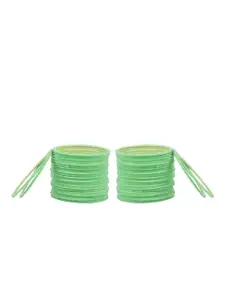 Arendelle Set Of 48 Green Solid Velvet Bangles