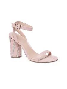 Call It Spring Women Pink Embellished Party Block Heels