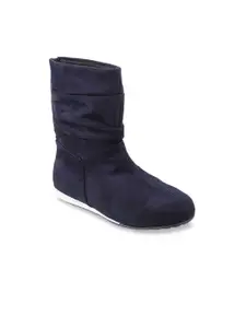 Metro Women Blue High-Top Flat Boots