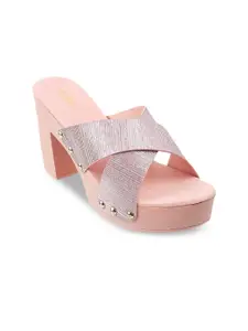 Metro Pink Printed Block Sandals