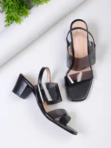 Bruno Manetti Black PU Block Sandals