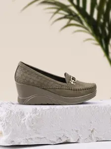 Metro Green Textured Wedge Pumps