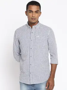 Lee Men Blue Classic & White Slim Fit Checked Cotton Casual Shirt