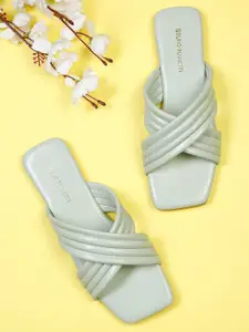 Bruno Manetti Women Sea Green Open Toe Flats