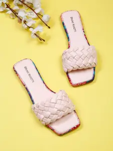 Bruno Manetti Women Pink Textured Open Toe Flats