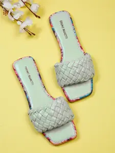 Bruno Manetti Women Green Open Toe Flats