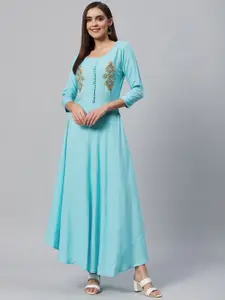HIGHLIGHT FASHION EXPORT Blue Ethnic Maxi Dress