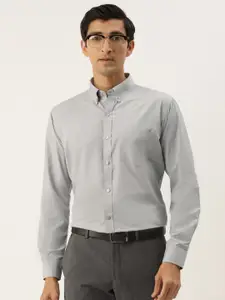 English Navy Men Grey Solid Slim Fit Formal Shirt