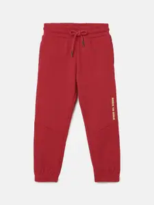 BYB PREMIUM Boys Red Solid Relaxed Fit Track Pants