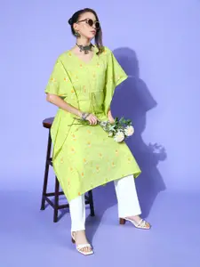Moda Rapido Women Green Cotton New Age Kaftan Kurta