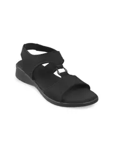 Mochi Women Black Open Toe Flats