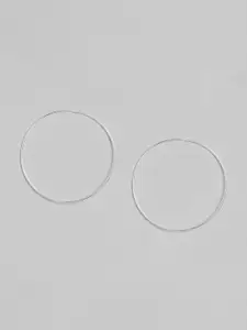 TRISHONA Silver-Toned Circular Hoop Earrings-Large