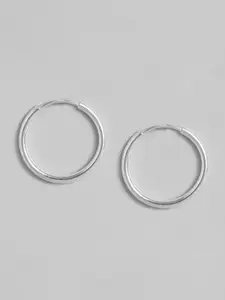 TRISHONA Silver-Toned Circular Thick Hoop Earrings-Medium