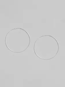 TRISHONA Silver-Toned Circular Hoop Earrings-Medium
