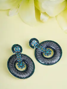 FIROZA Black & Turquoise Blue Circular Drop Earrings