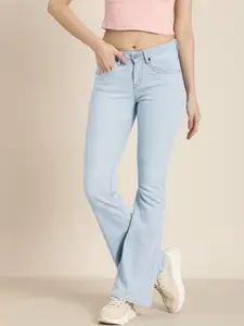 Moda Rapido Women Blue Solid Wide Leg Stretchable Casual Jeans