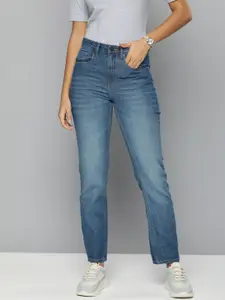 HERE&NOW Women Blue Regular Fit High-Rise Light Fade Jeans