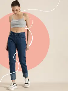 Moda Rapido Women Elegant Blue High-Rise Mom Fit