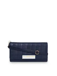 GIORDANO Women Navy Blue & Gold-Toned Textured PU Two Fold Wallet