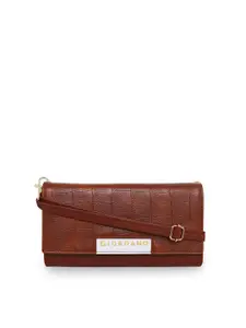 GIORDANO Women Brown Textured Buckle Detail PU Two Fold Wallet