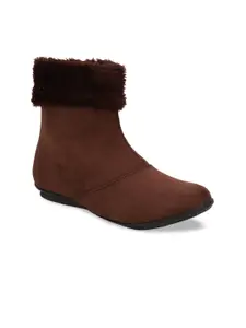Bruno Manetti Women Brown Suede Flat Boots