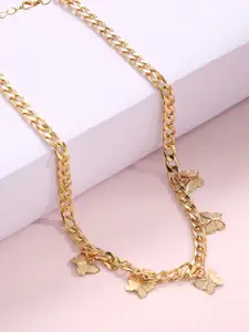 justpeachy Gold-Plated Butterfly Statement Necklace
