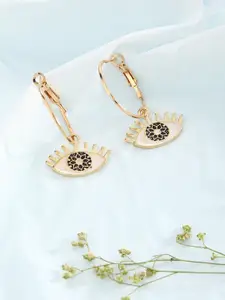 Just Peachy Gold-Plated Black & White Quirky Hoop Earrings