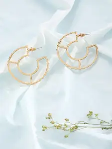 Just Peachy Gold-Toned Contemporary Half Hoop Earrings