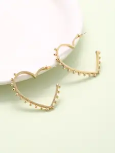 Just Peachy Gold-Plated Heart Shaped Half Hoop Earrings