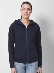 Woodland Women Navy Blue Hooded Sweatshirt