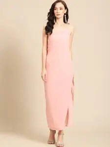 DODO & MOA Pink One Shoulder Scuba Bodycon Maxi Dress