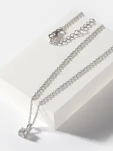 SHAYA Silver-Toned 925 Sterling Silver Light It Up Solitaire Pendant Necklace