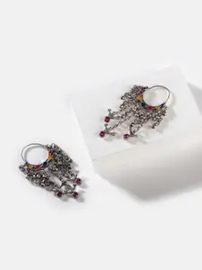 SHAYA 925 Sterling Silver-Toned & Yellow Crescent Shaped Chanbalis