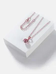 SHAYA Gold-Toned & Peach-Coloured Sterling Silver Rose Gold-Plated Pendant Necklace