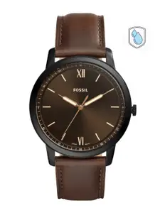 Fossil Men Black Dial & Brown Leather Straps Analogue Watch FS5551
