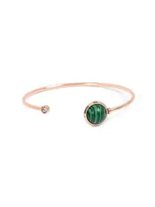 Mikoto by FableStreet Mikoto by FableStreet Women Rose Gold-Plated Green & White Crystal Cuff Bracelet