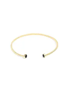 Mikoto by FableStreet Mikoto by FableStreet Women Gold-Plated & Black Brass Onyx Adjustable Cuff Bracelet