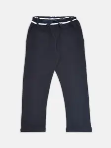 Pantaloons Junior Boys Navy Blue Solid Pure Cotton Track Pants