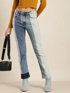 Moda Rapido Women Blue High-Rise Colourblocked Stretchable Jeans