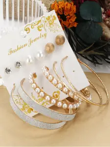 Shining Diva Fashion Set Of 6 Gold Plated Hoop  Stud Earrings